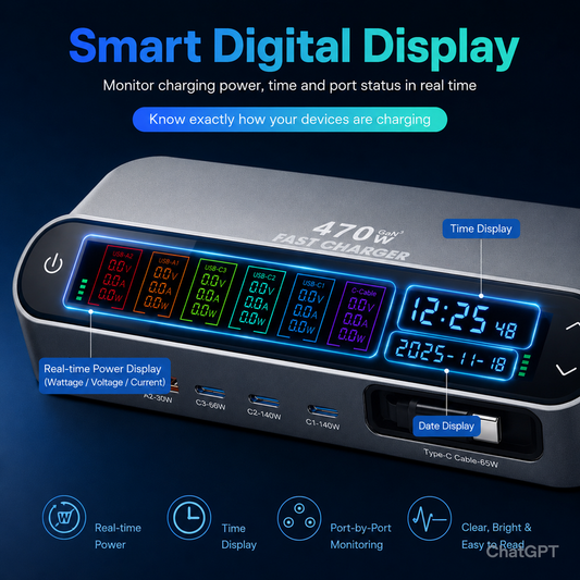 CUBONIC 470W GaN Fast Charging Station –  Multi Device Charging Hub