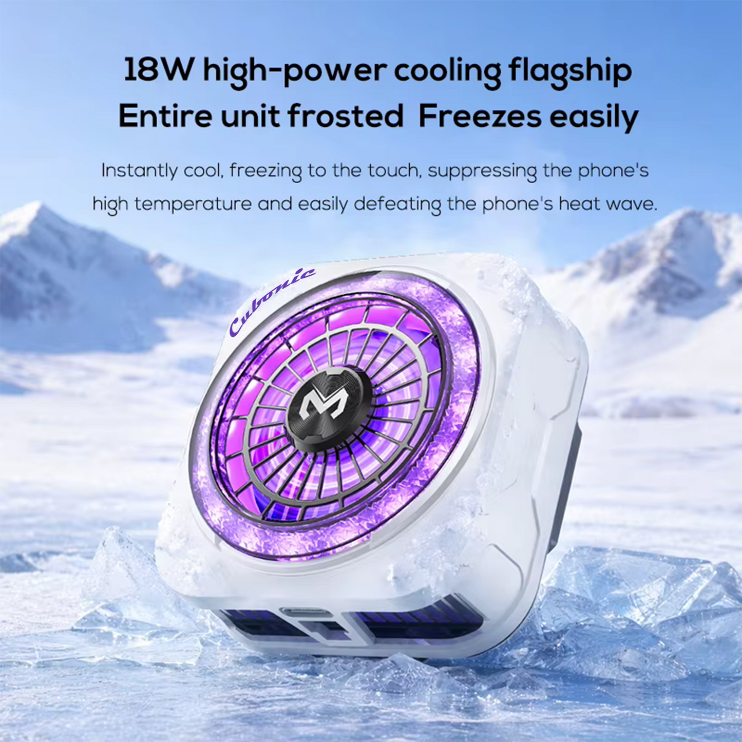 Cubonic CX21 Lumnyx 18W Mobile Cooler for Gaming|Diamond RGB Lighting |Magnetic & Clip-On Design | Ultra Quiet Fan