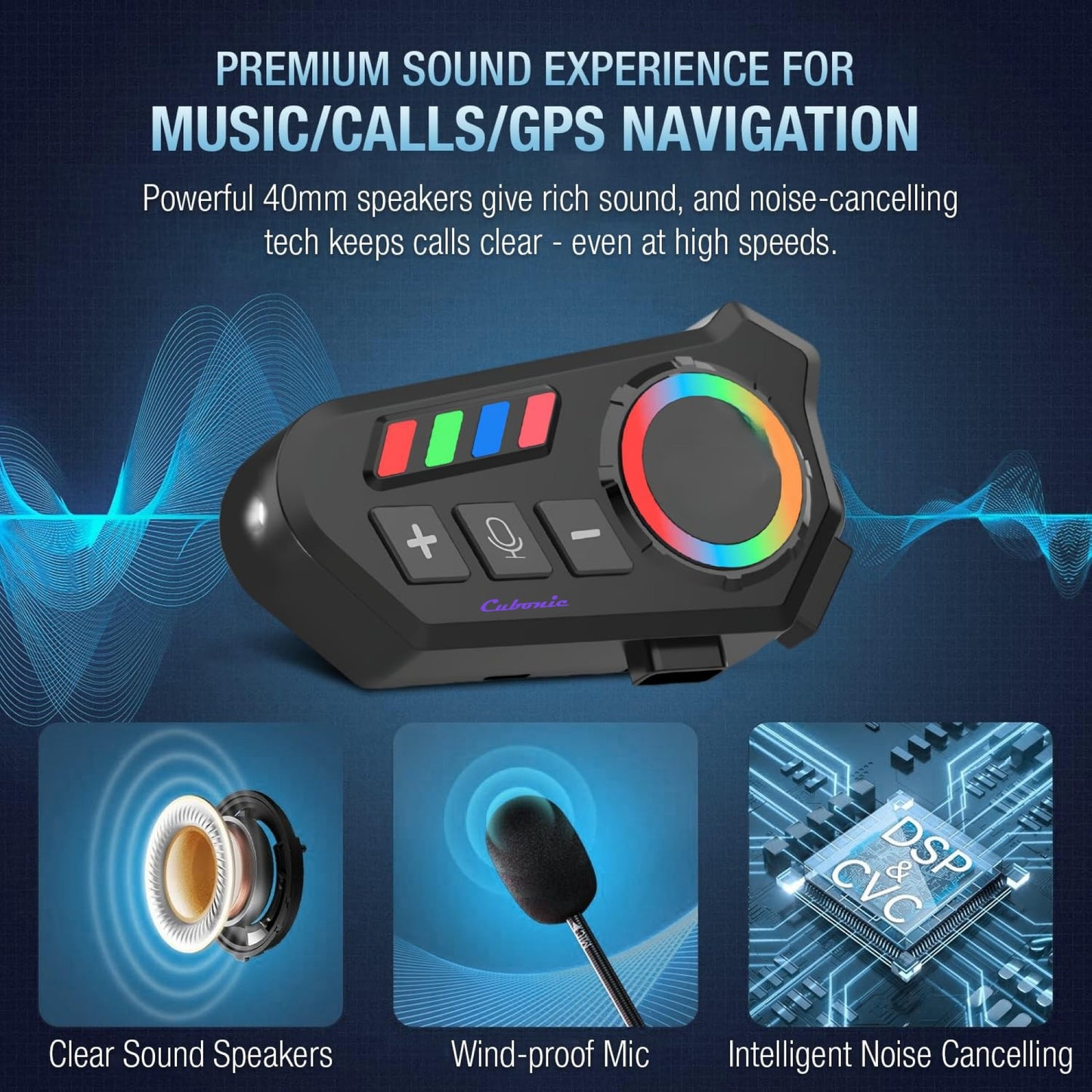 Cubonic RideVibe K06 Bluetooth On-ear Helmet Headset