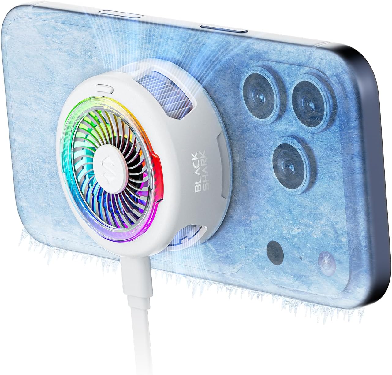 Black Shark FunCooler 6 Magnetic Phone Cooler for Gaming, Portable Cooling Fan with RGB Light, Shark Arsenal App-Controlled Radiator for iPhone Magnetic Series/iPad