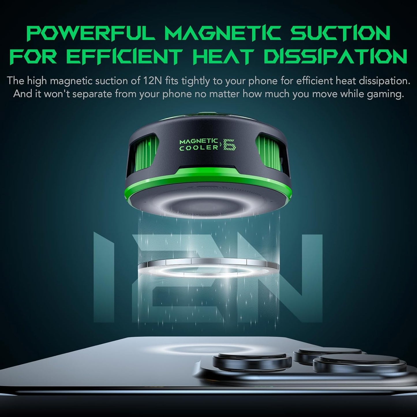 Black Shark FunCooler 6 Magnetic Phone Cooler for Gaming, Portable Cooling Fan with RGB Light, Shark Arsenal App-Controlled Radiator for iPhone Magnetic Series/iPad