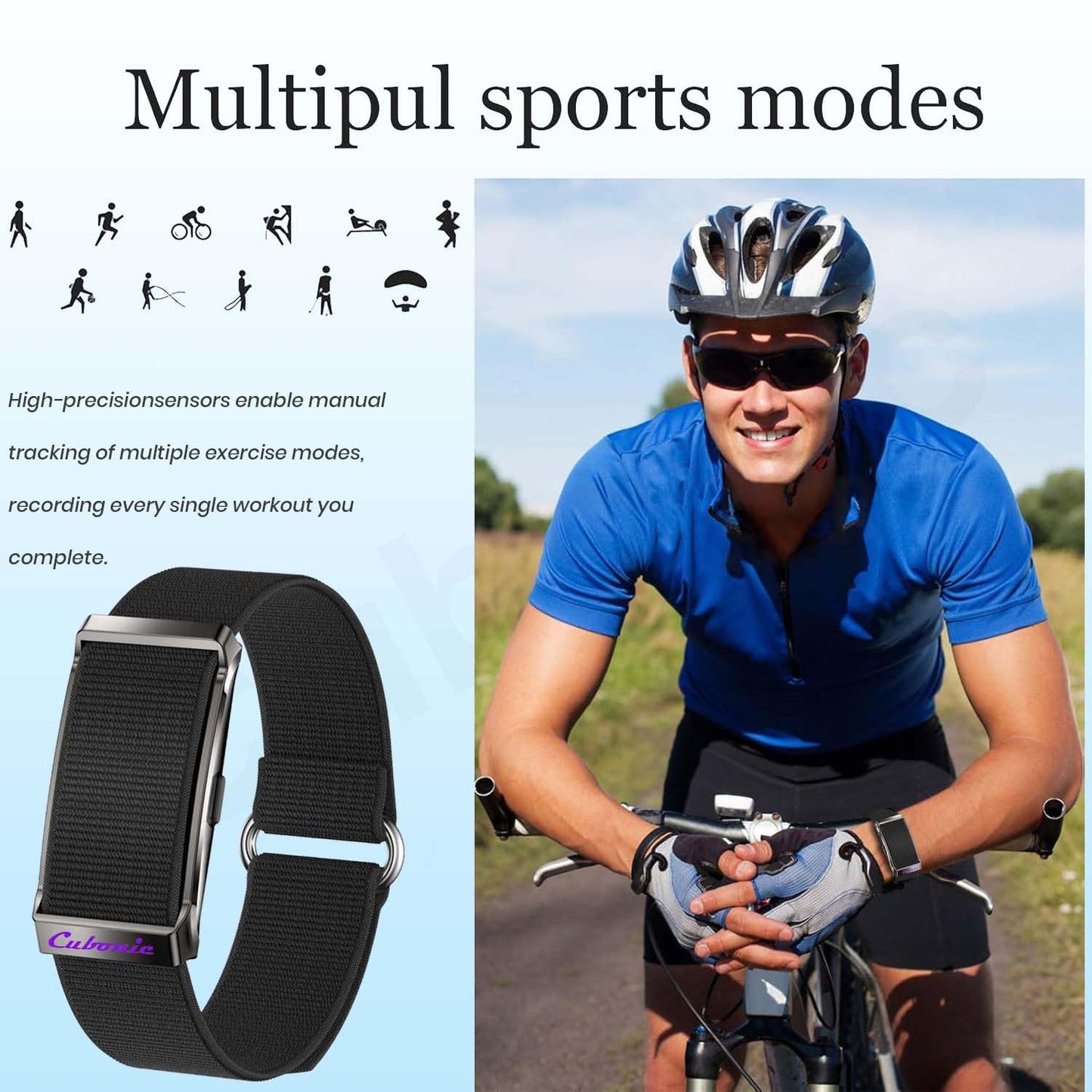 Cubonic Vytal Sense Screenless Smart Activity & Fitness Tracker Band, 24H Sleep Tracker, Heart Rate Blood Pressure Stress HRV Monitor, 110 Sport Modes No Subscription APP