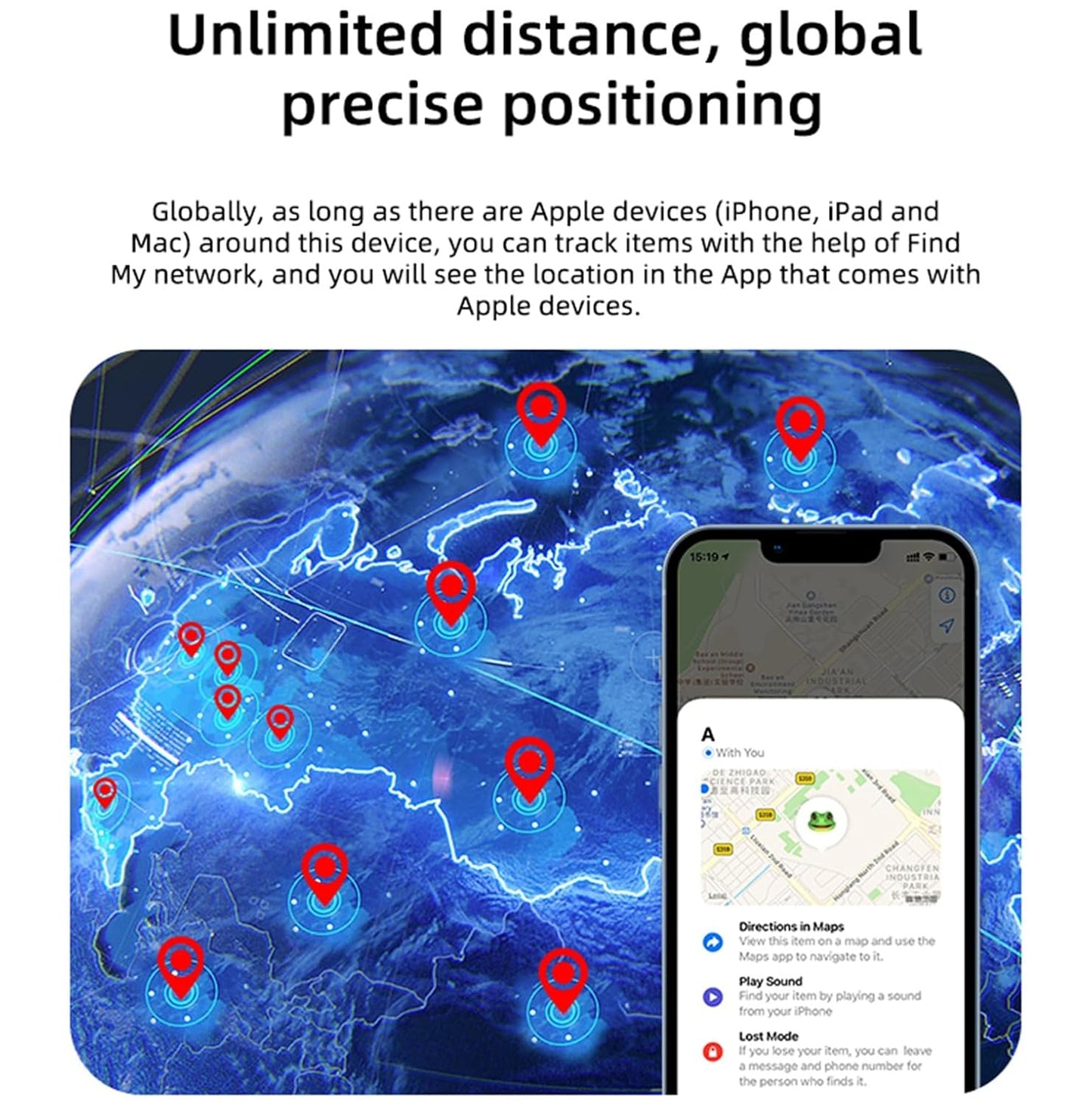 Cubonic Air Diamond Tags Portable Locator Device Item Finder Waterproof Bluetooth Tracker Worldwide Tracking for Pet Wallet Kids Backpack Suitcase Bags Luggage Compatible with Find My APP(iOS Only)