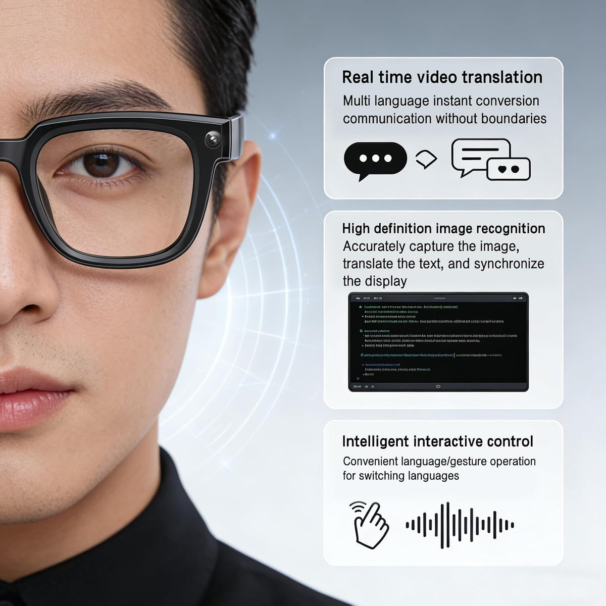 Cubonic Aiveat G5 Smart AI Glasses with 8MP Camera, 1080p Full HD Video Recording, AI Voice Assistant, Real-Time Translation