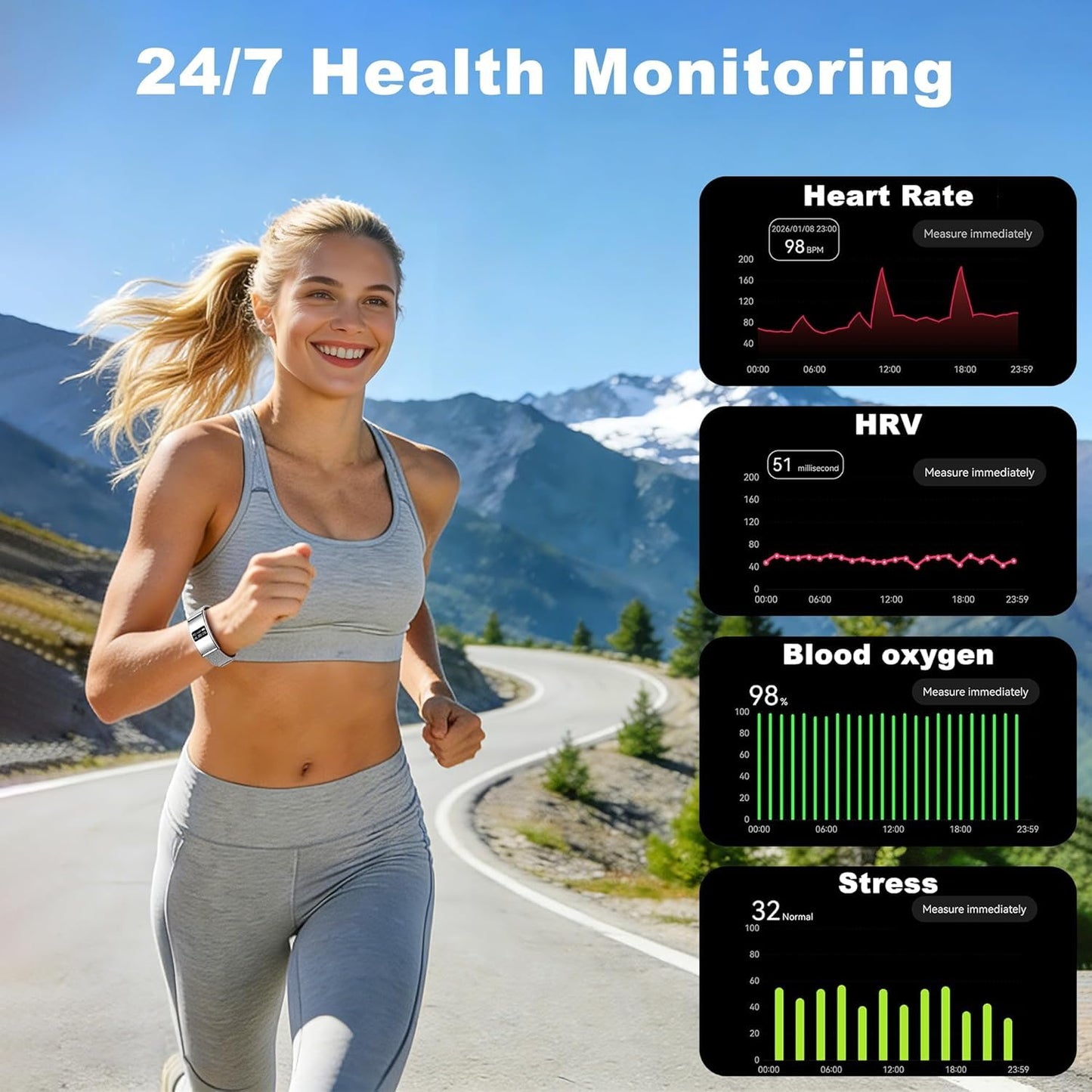 Cubonic B8ron Smart Bracelet Watch for Men & Women, Ultra Thin 2.8mm Minimalist Fitness Tracker with Heart Rate & SpO2 Monitor, Sleep Tracking, Activity Tracker, Adjustable Strap, Lightweight Design