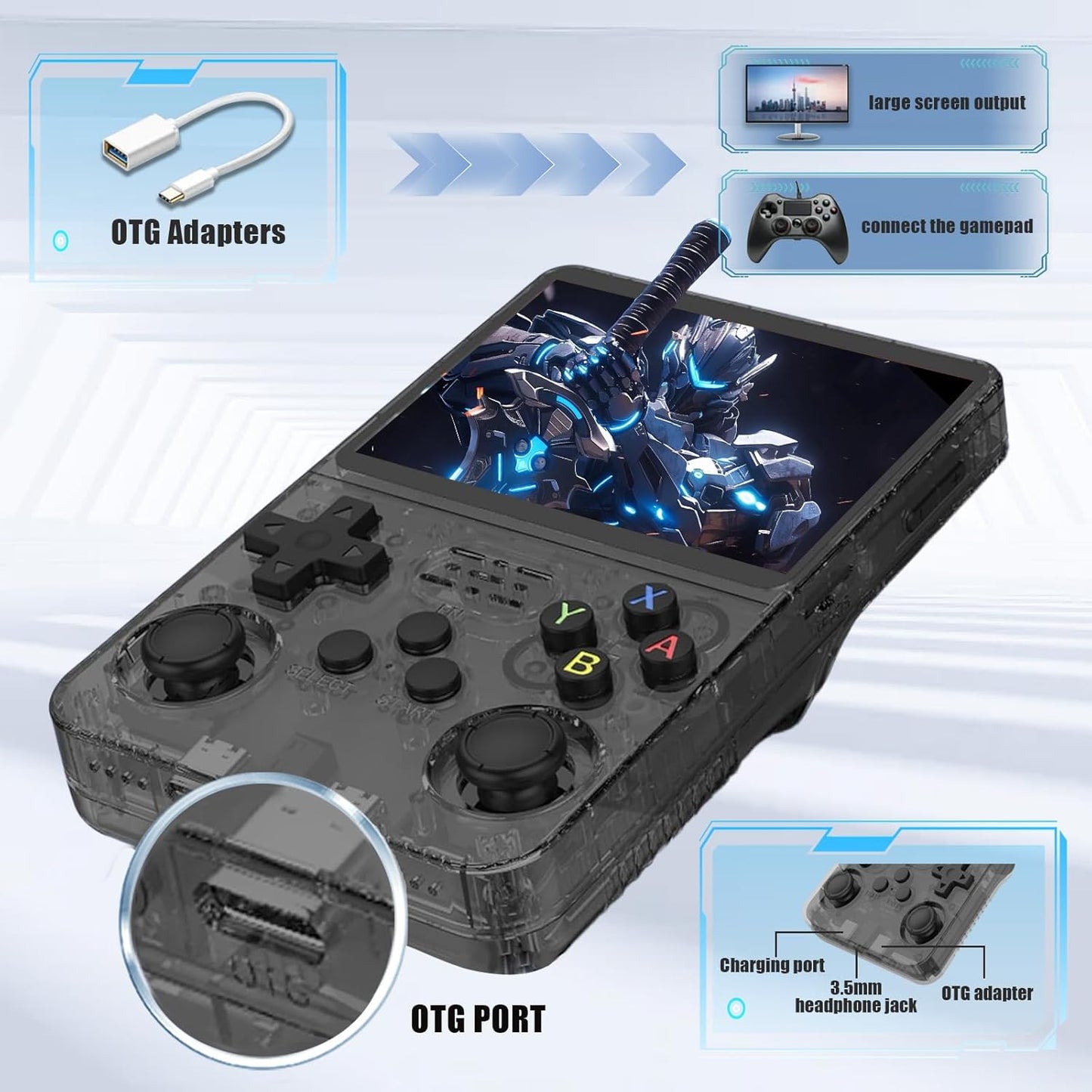 Cubonic Xplore R36S ORIGINAL Dual RAM Chips Handheld Gaming Console with|Dual Analog Stick Control,3.5" HD Display & Expandable Storage Through TF/SD card (OG Model)