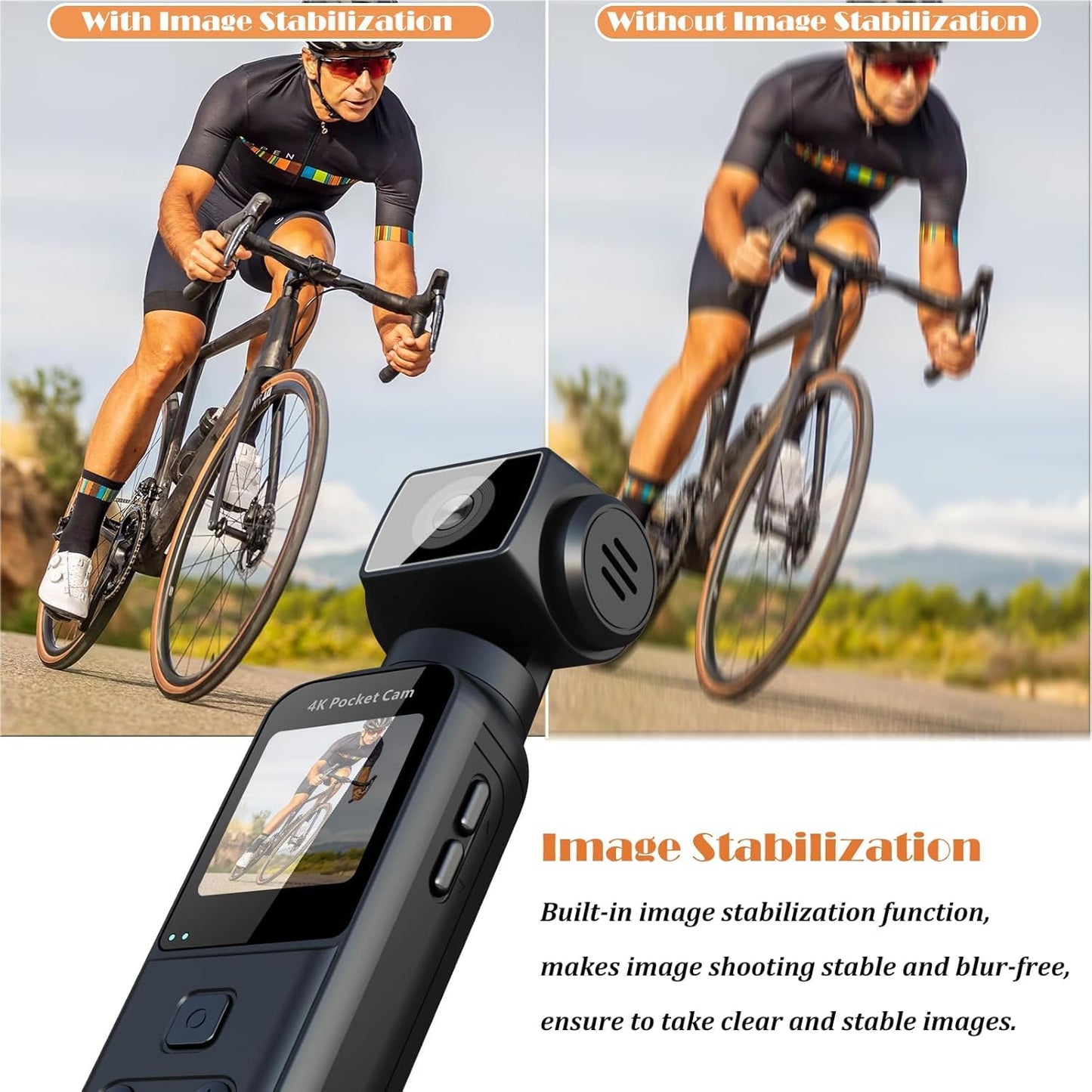270° Rotatable Pocket Camera 4K Ultra HD
