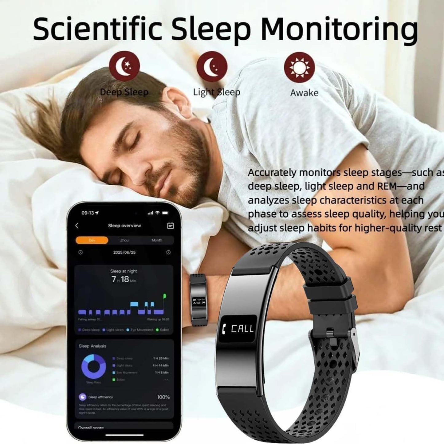 Cubonic B8ron Smart Bracelet Watch for Men & Women, Ultra Thin 2.8mm Minimalist Fitness Tracker with Heart Rate & SpO2 Monitor, Sleep Tracking, Activity Tracker, Adjustable Strap, Lightweight Design