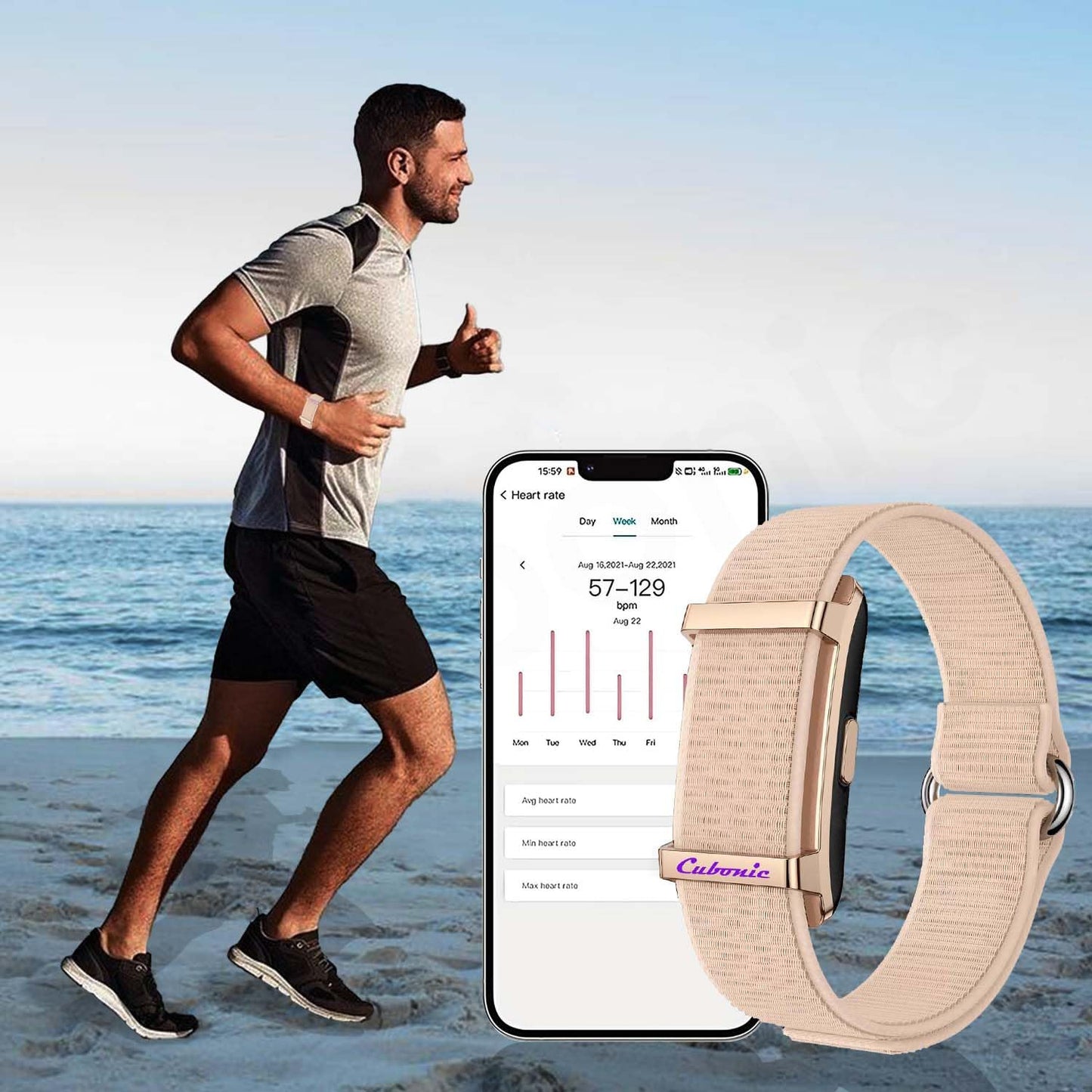 Cubonic Vytal Edge- Track What Matters Smart Band Bracelet Health Wristband Fitness Tracker for Heart Rate, Sleep, Steps, Activity & Body Temp, upto 30 Days Battery, No Subscription App
