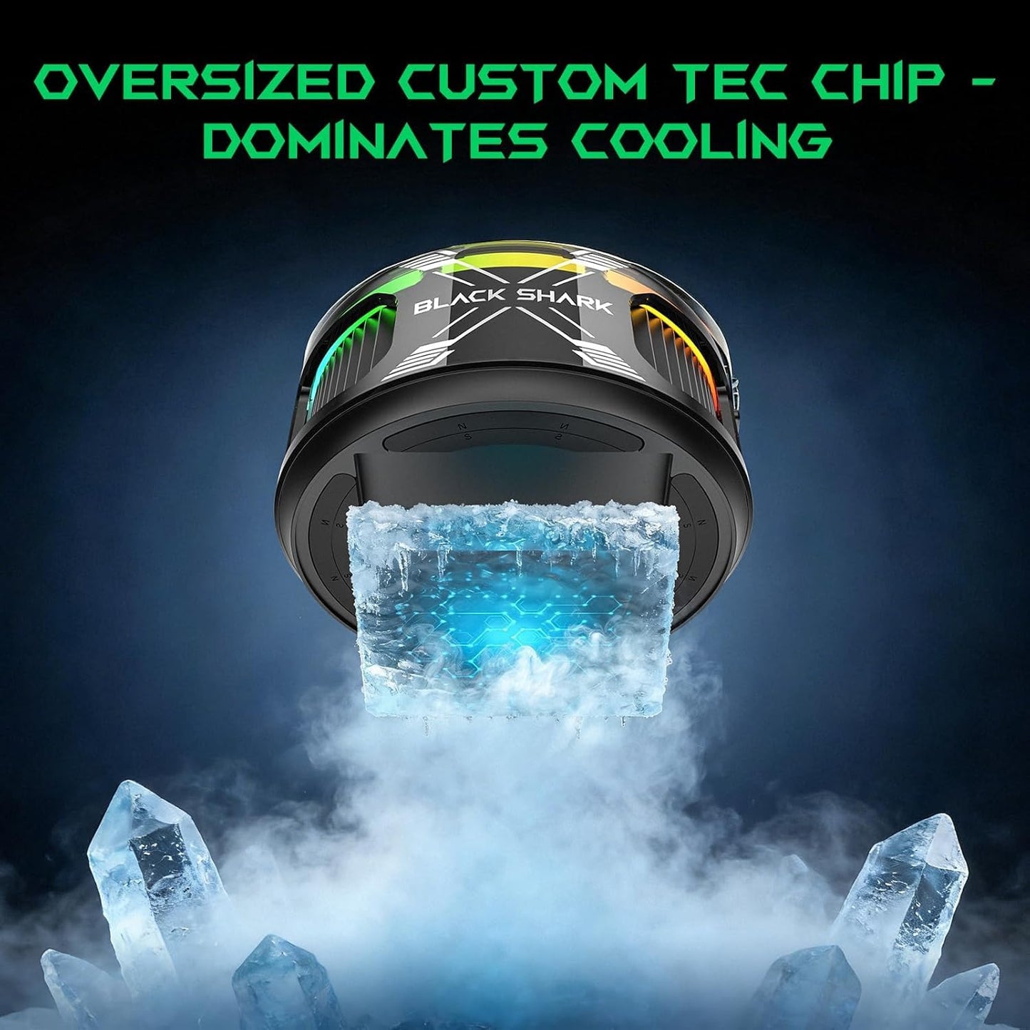 Cubonic Black Shark Magnetic Cooler 6 Pro – Smart Screen, Shark Arsenal App Controlled Customized Display, RGB LEDs Cooling Fan for iPhone Android & iPad – Gaming, Streaming & Photography