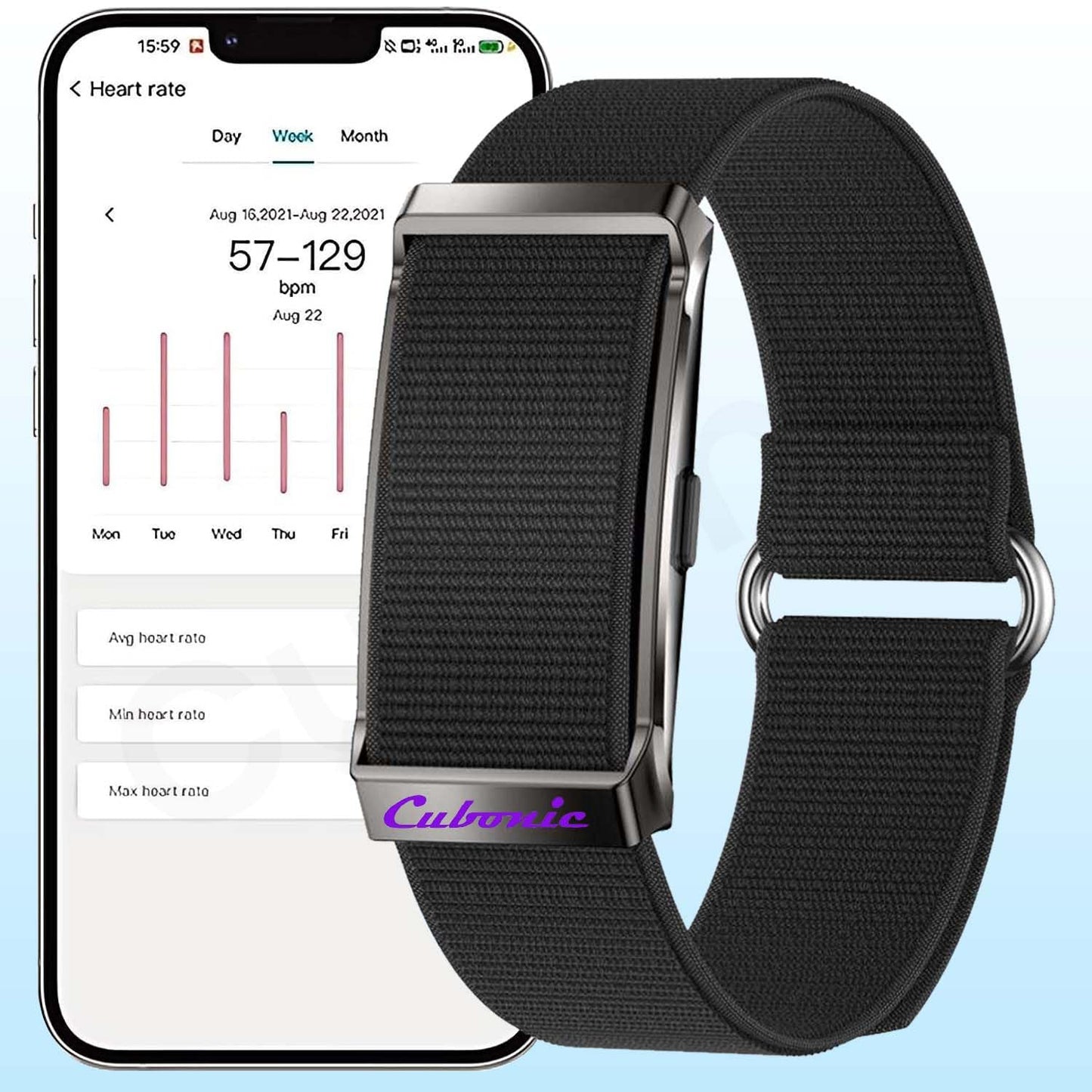 Cubonic Vytal Sense Screenless Smart Activity & Fitness Tracker Band, 24H Sleep Tracker, Heart Rate Blood Pressure Stress HRV Monitor, 110 Sport Modes No Subscription APP