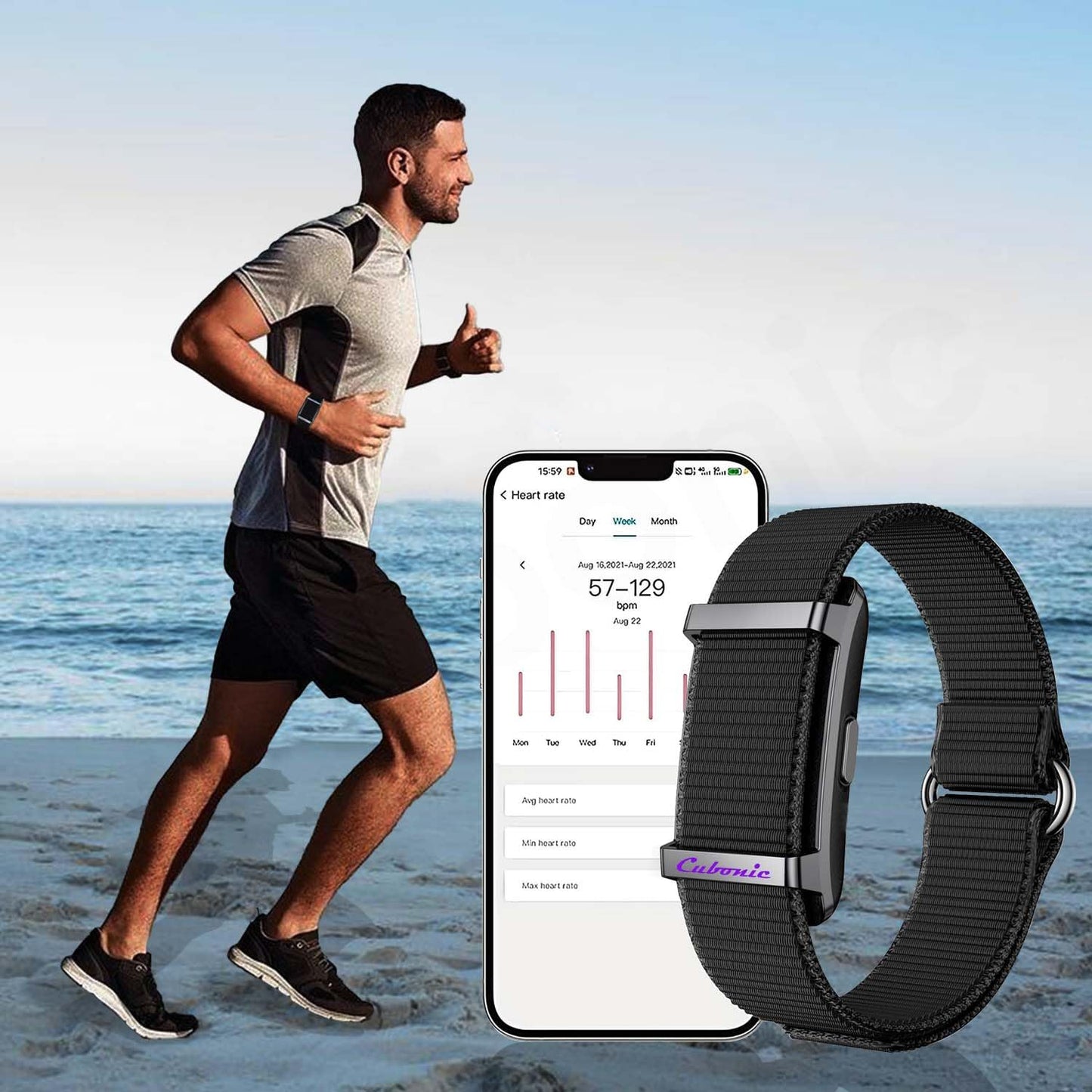 Cubonic Vytal Edge- Track What Matters Smart Band Bracelet Health Wristband Fitness Tracker for Heart Rate, Sleep, Steps, Activity & Body Temp, upto 30 Days Battery, No Subscription App