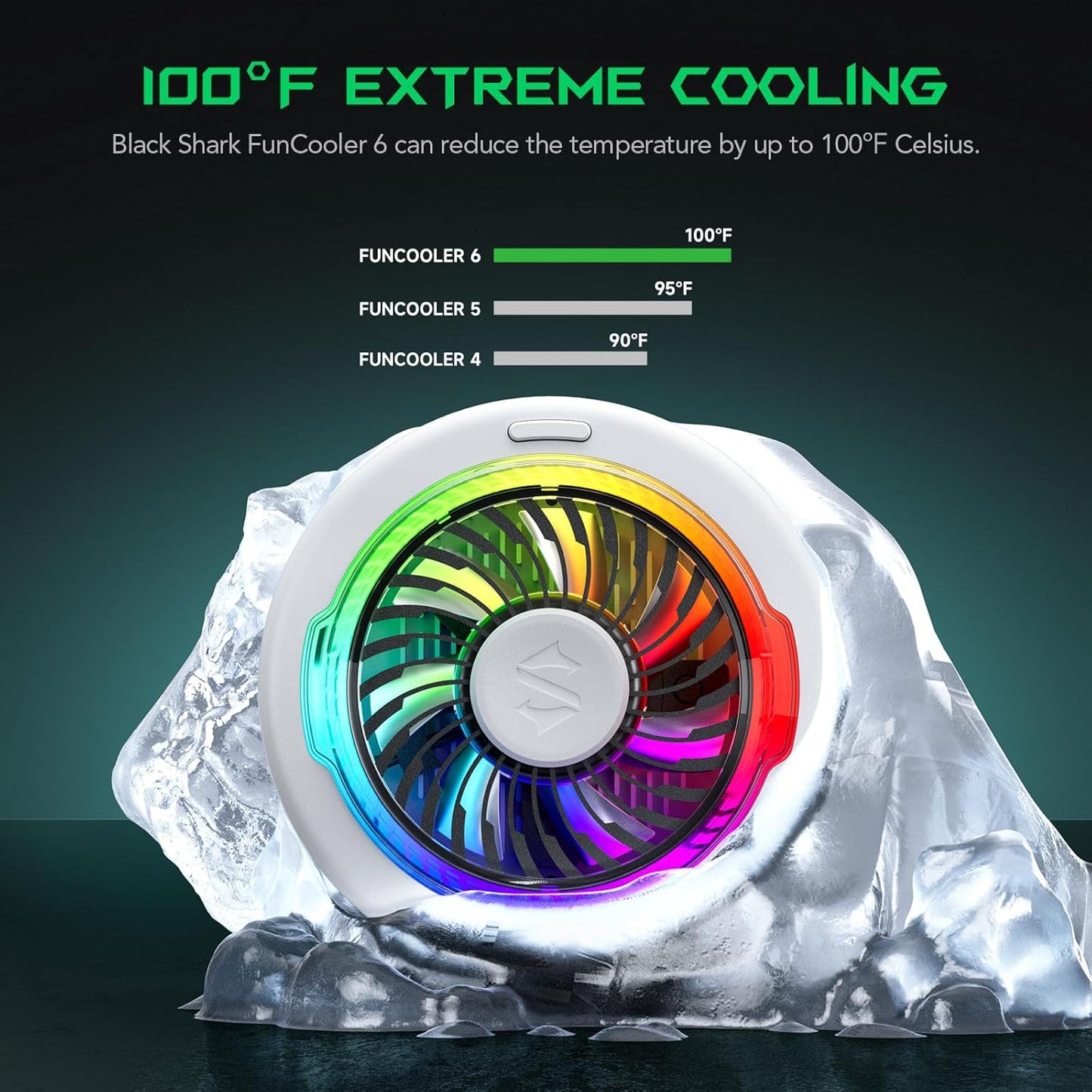 Black Shark FunCooler 6 Magnetic Phone Cooler for Gaming, Portable Cooling Fan with RGB Light, Shark Arsenal App-Controlled Radiator for iPhone Magnetic Series/iPad