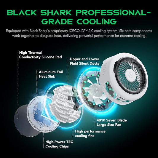 Black Shark FunCooler 6 Magnetic Phone Cooler for Gaming, Portable Cooling Fan with RGB Light, Shark Arsenal App-Controlled Radiator for iPhone Magnetic Series/iPad