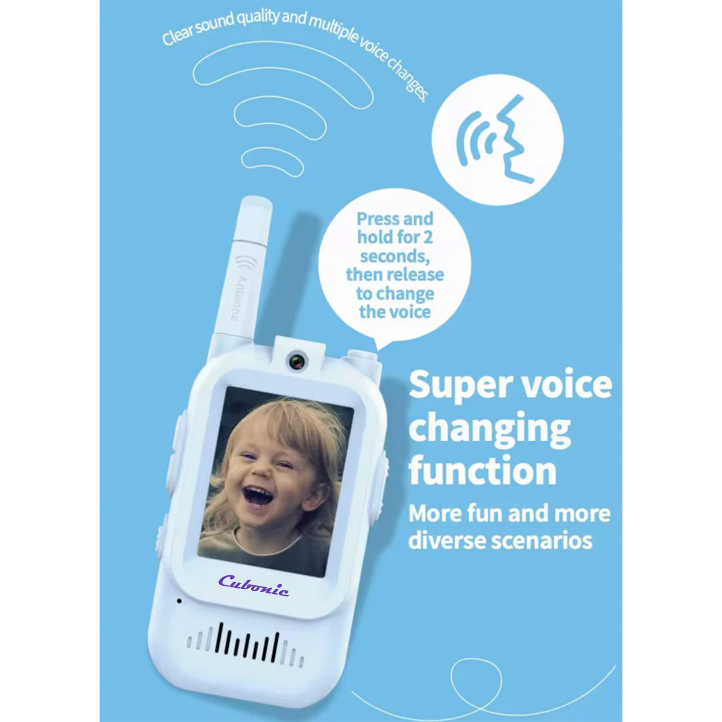 Cubonic Video Walkie Talkies for Kids | HD Camera, Voice Changer & Screen Display 2Pc Combo for Kids
