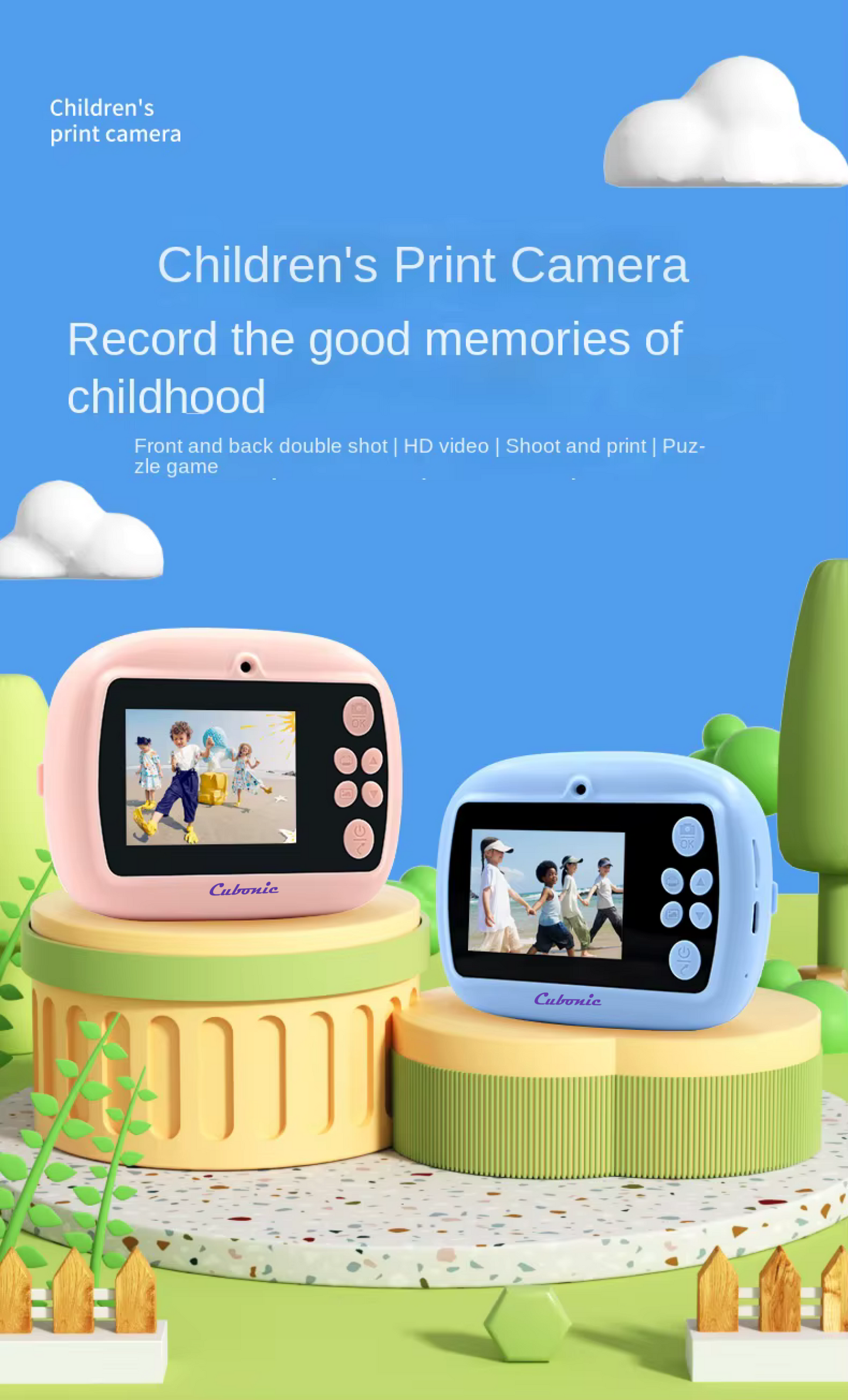 Cubonic Instant PiccoPrint 48MP Digital Camera for Kids with 3 Rolls Print Paper, Portable Toy for Girls & Boys, Perfect Birthday Gift for Toddlers Kids & Children