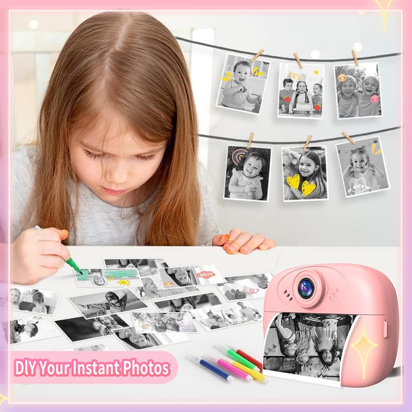 Cubonic Instant PiccoPrint 48MP Digital Camera for Kids with 3 Rolls Print Paper, Portable Toy for Girls & Boys, Perfect Birthday Gift for Toddlers Kids & Children