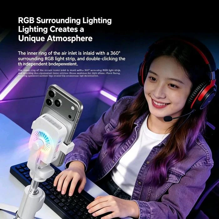 Cubonic Black Shark BR63 25W Live Streaming Phone Cooler with AI Temperature Control, 4700mm² Semiconductor Cooling, RGB Lighting & Universal Tripod Mount
