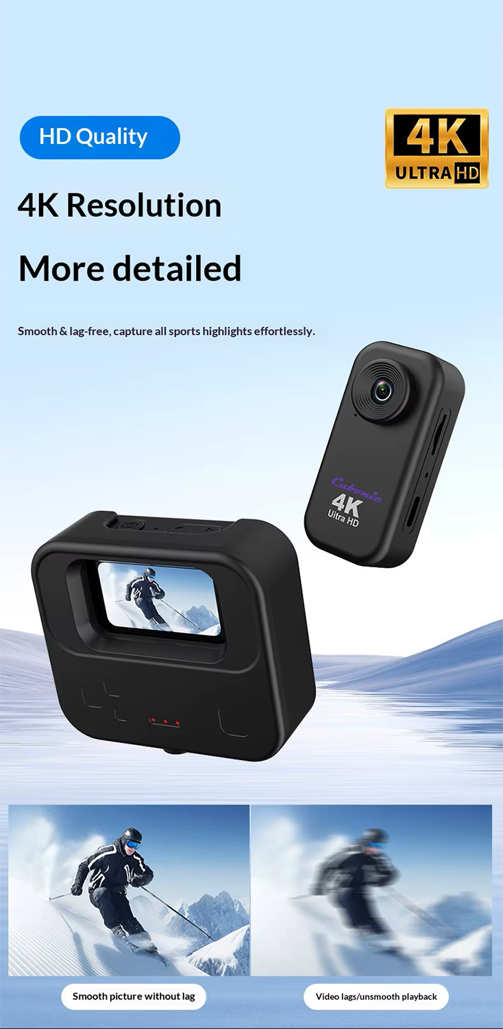 Cubonic 4K SnapCam 1.47 Inch Display Ultra HD Portable Loop Record, H63P Image Sensor, Magnetic Charging Case, 1/4 Universal Tripod Mount Sports and Action Camera