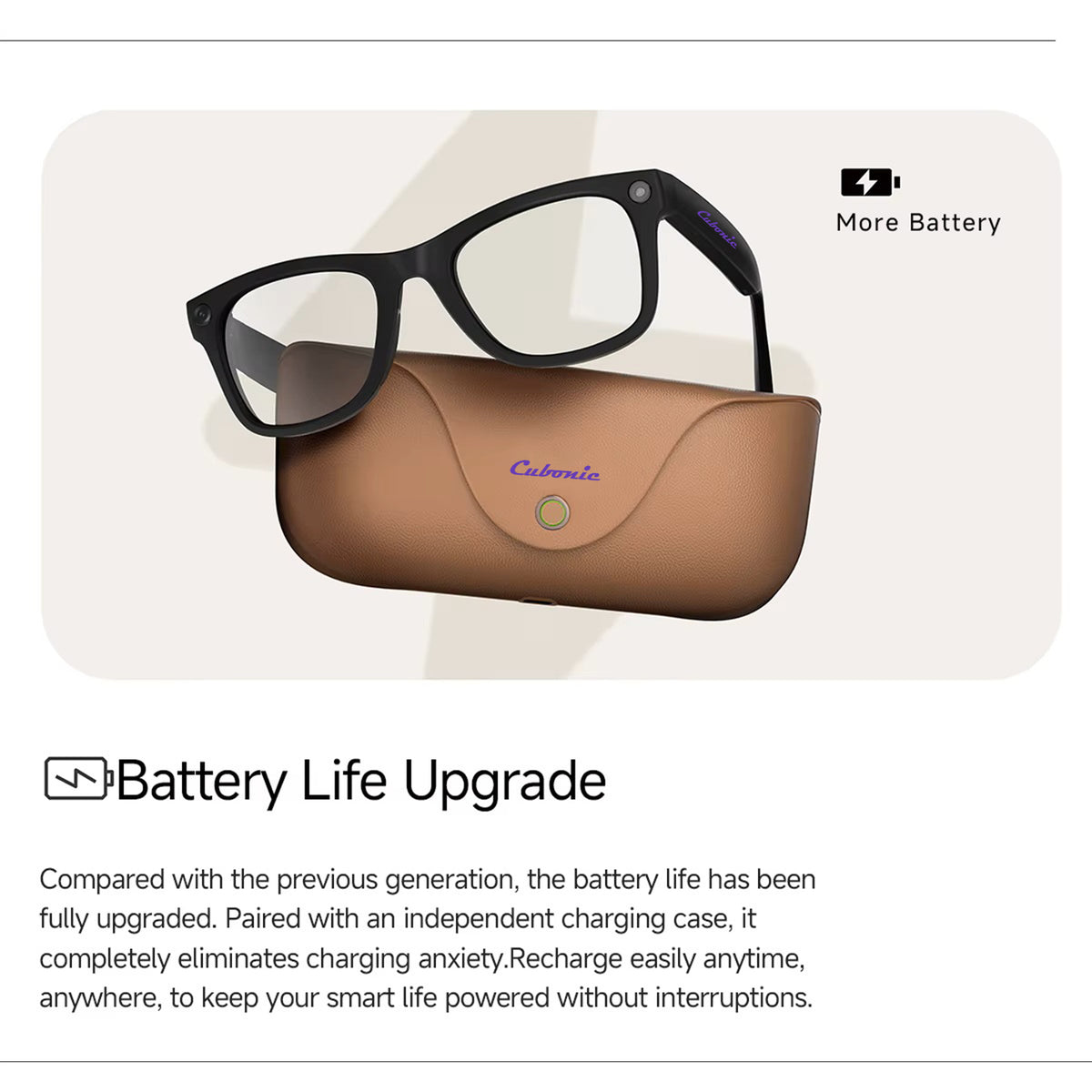 Cubonic AIBuds Smart Glasses with Charging Case 8MP HD Camera-Handsfree Photo & Video,IPX4 Water Resistant