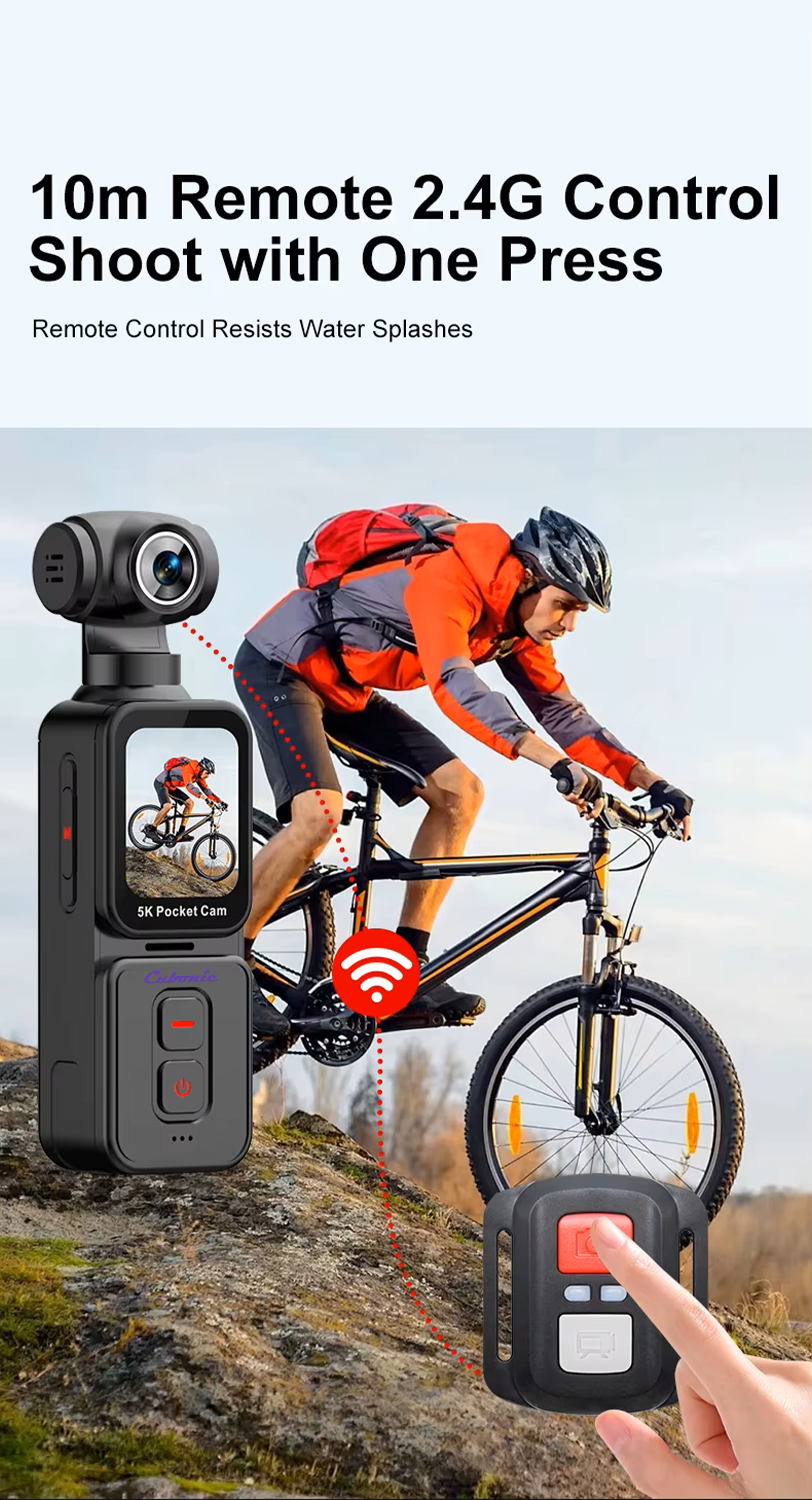 Cubonic 5K Pocket Camera 30FPS, 75MP, 270°Rotatable Lens, 90° Screen Rotation, 1.69 IPS Touch Screen,EIS,90°Screen Rotation, Sports and Action Camera
