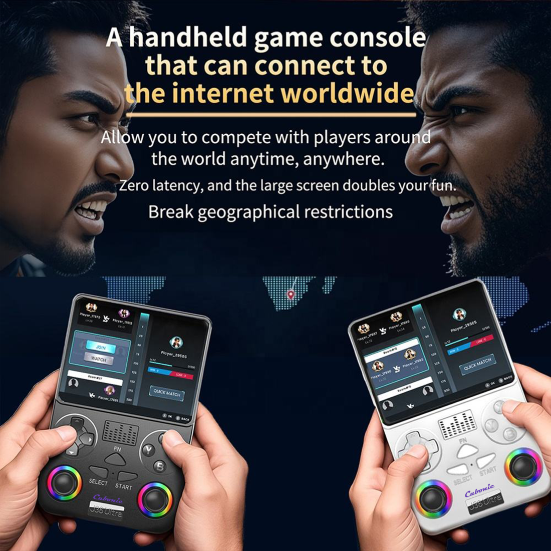 Cubonic Xplore J36 Ultra Handheld Gaming Console YouTube Support 3.5"Display,Dual RGB Joystick 3000mAh Battery, WiFi & Bluetooth,Online Multiplayer