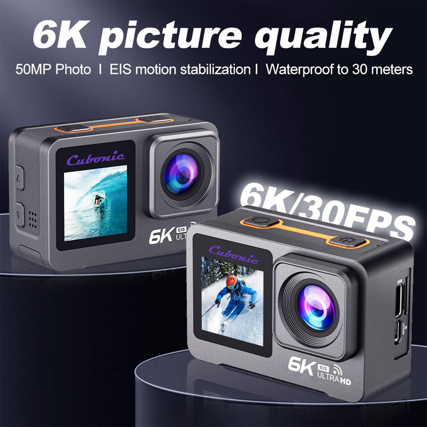 Cubonic 6K Ultra HD 50MP Touch Screen Dual Display Enabled EIS Stabilization