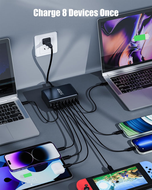 Cubonic USB C Charger Block 440W Charging Station Hub 8 Port Fast Charging Brick