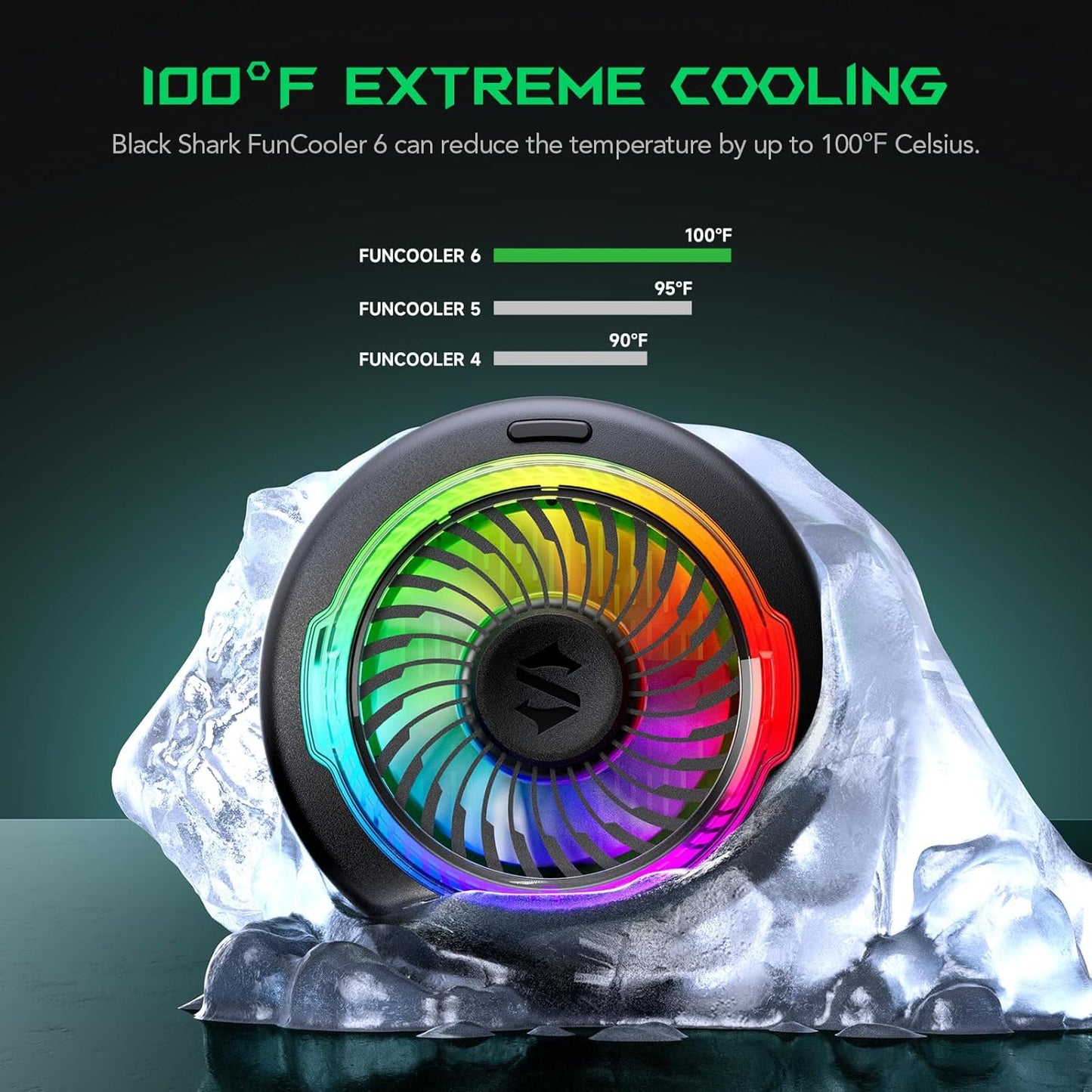 Black Shark FunCooler 6 Magnetic Phone Cooler for Gaming, Portable Cooling Fan with RGB Light, Shark Arsenal App-Controlled Radiator for iPhone Magnetic Series/iPad