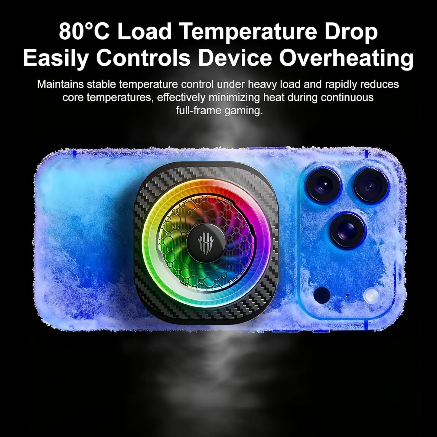 Nubia REDMAGIC 8 Pro 36W Magnetic Semiconductor Mobile Phone Cooler with RGB | AI Temperature Control | Dual USB-C | Gaming Cooling with Goper App Control