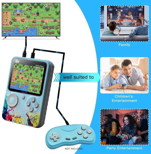 Handheld G5 RetroGame | 3'LCD Screen | 500+ Build-In Games | Long Battery Backup with MicroSD card