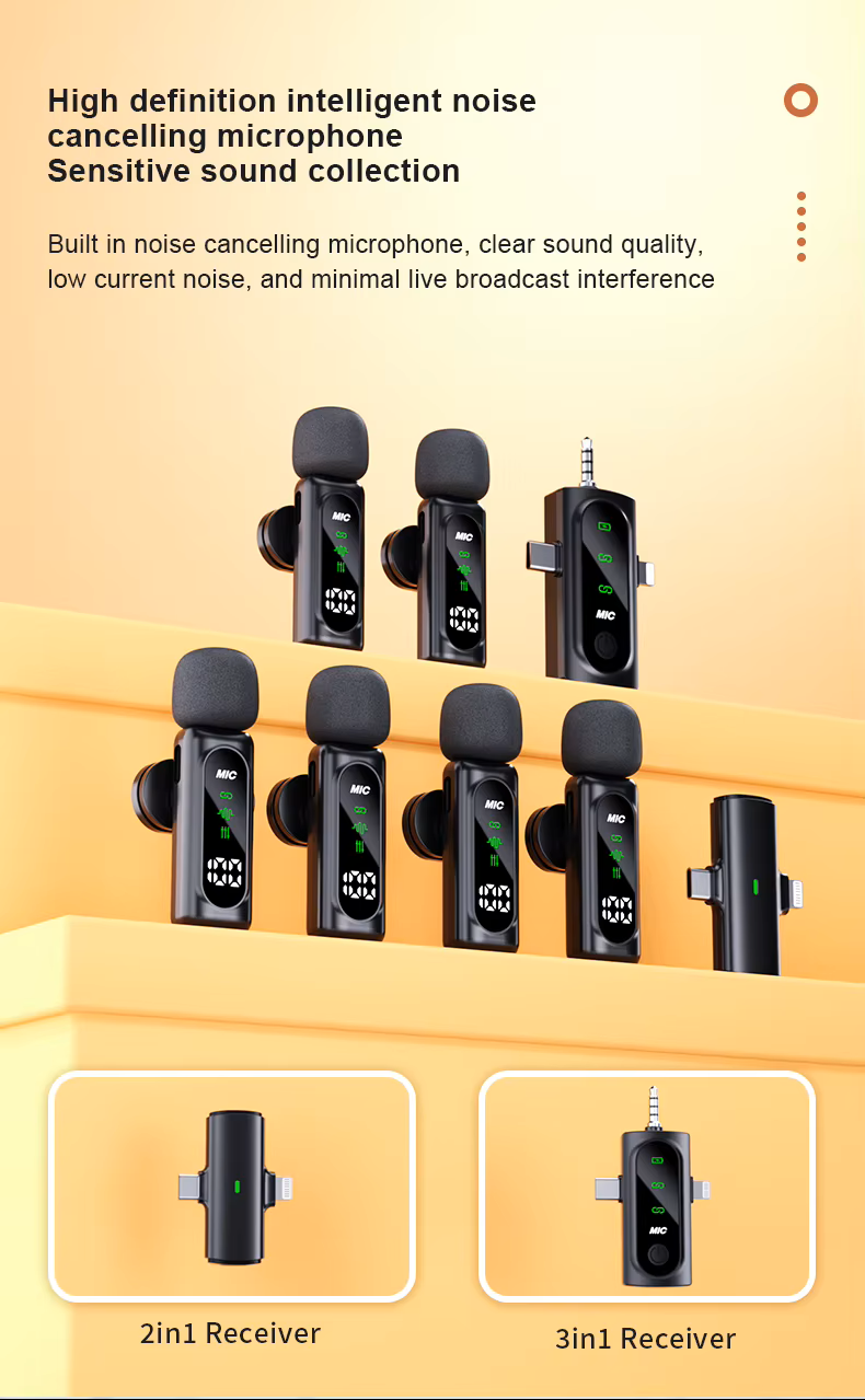 Cubonic T90 Wireless Lavalier Microphone, 4 Mic 1 Receiver, 2.4GHz Wireless Collar Mic with Noise Reduction, OLED Display, Rechargeable, USB Type-C, for iPhone, Android, YouTube, Vlogging & Live Streaming