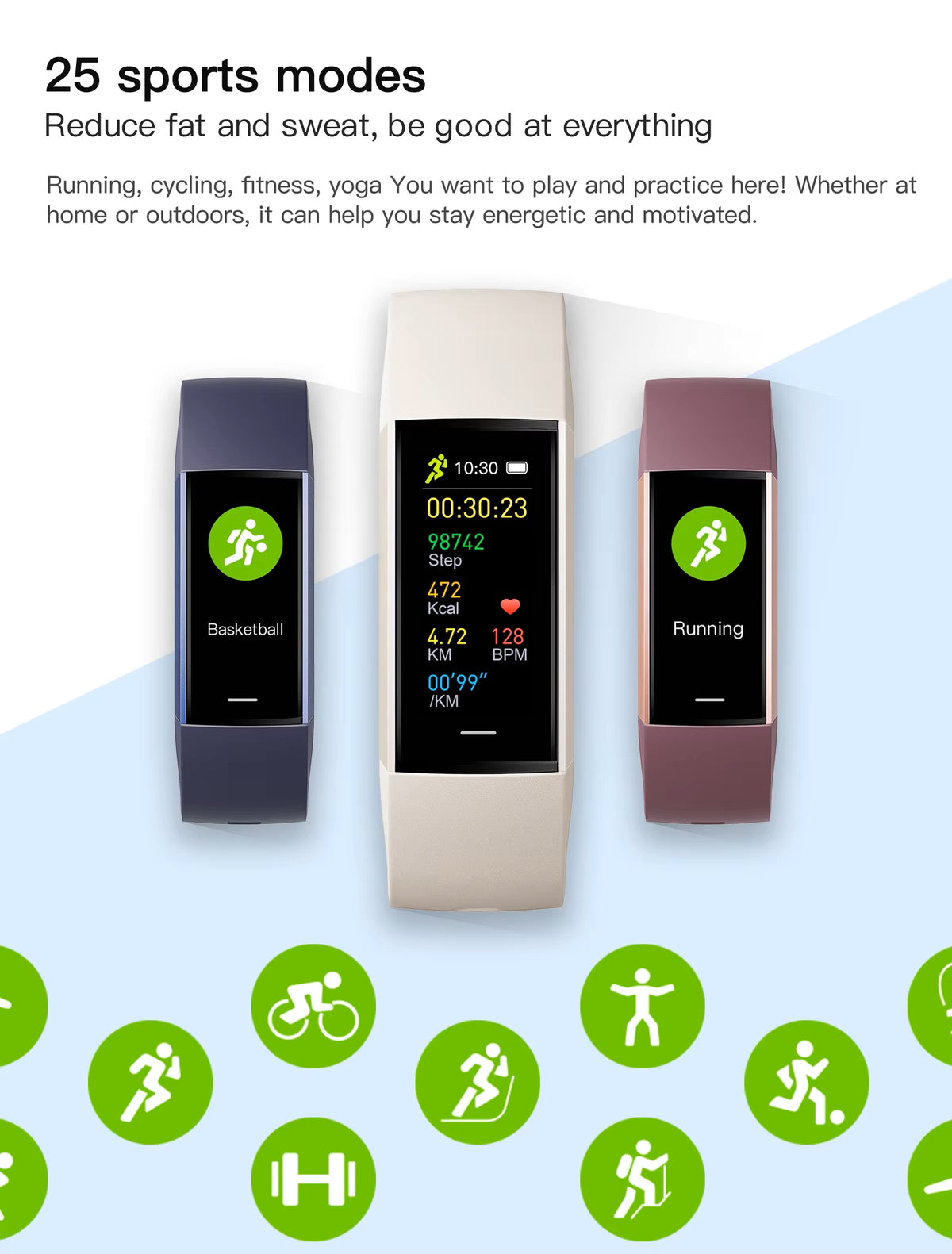 Cubonic C80 Fitness Tracker with Raise to Wake Display, Heart Rate Monitor, Blood Pressure, App Control Notifier, Pedometer, Sleep Monitor, Activity Tracker, 1.1" AMOLED Screen, Fitness Watch