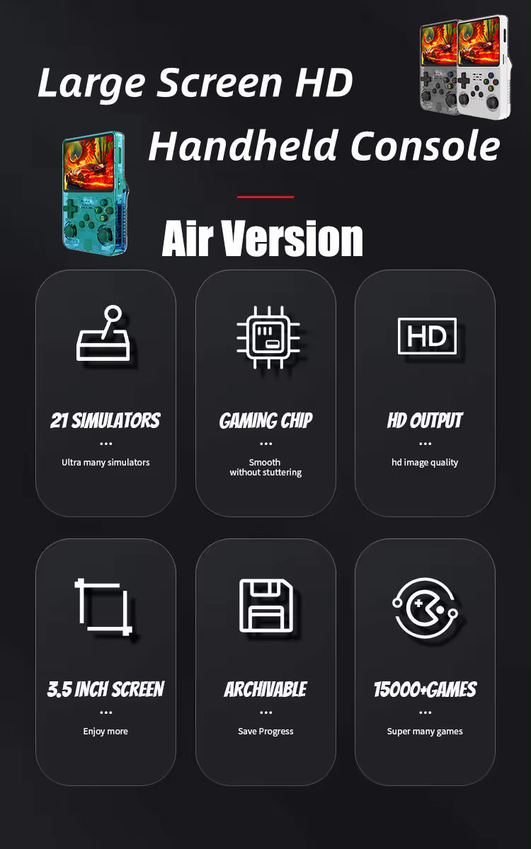 Cubonic Xplore R36S ORIGINAL Dual RAM Chips Handheld Gaming Console with|Dual Analog Stick Control,3.5" HD Display & Expandable Storage Through TF/SD card (OG Model)