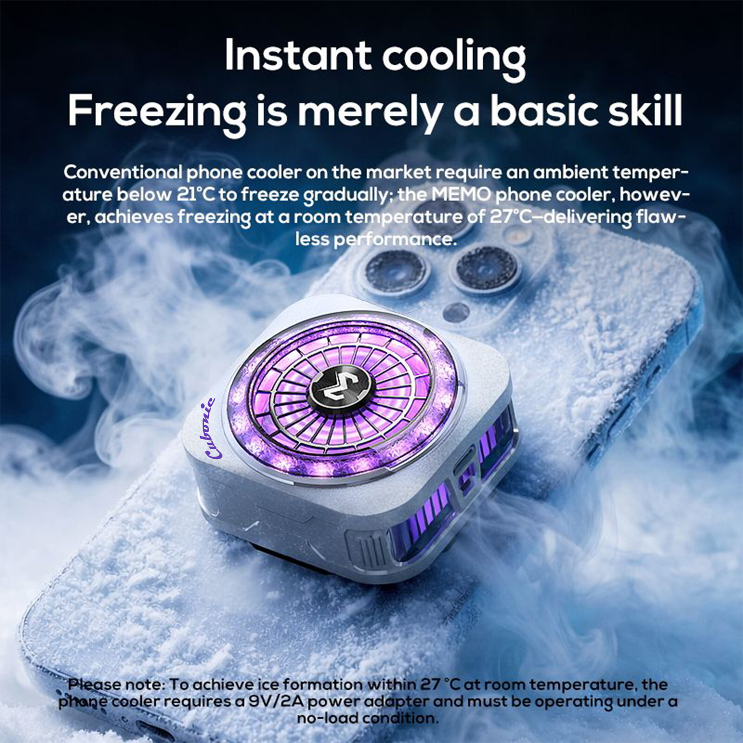 Cubonic CX21 Lumnyx 18W Mobile Cooler for Gaming|Diamond RGB Lighting |Magnetic & Clip-On Design | Ultra Quiet Fan