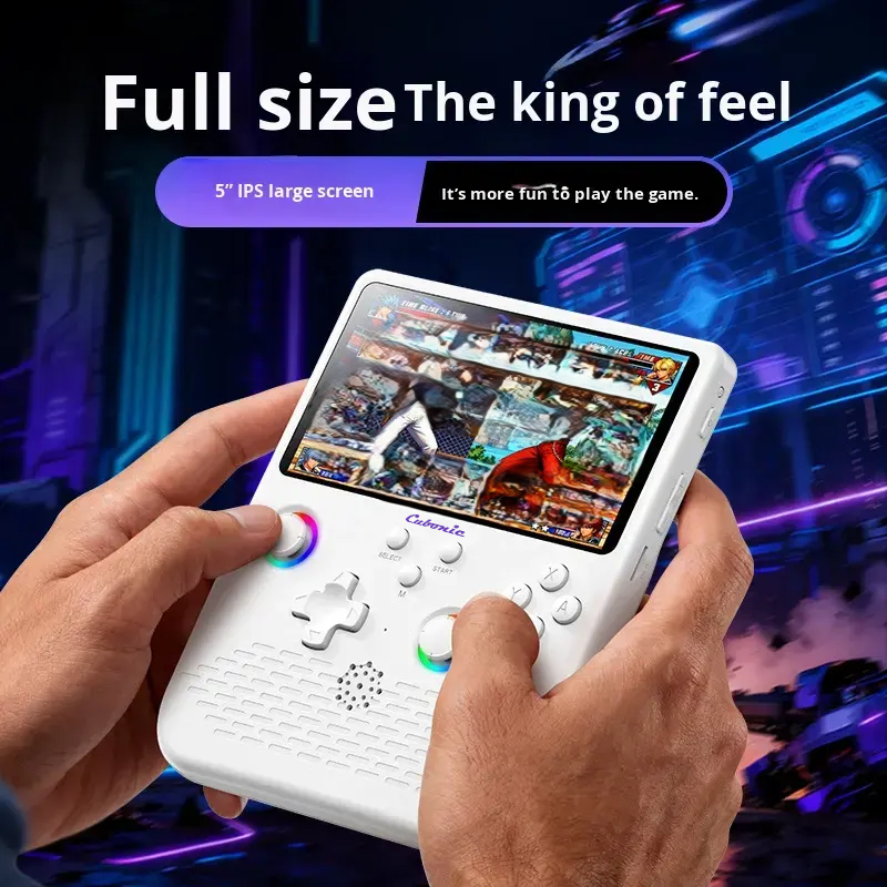 Cubonic SolidPlay H5 Handheld Gaming Console – 5" HD Display, 64GB Storage, 4000mAh Battery, Dual RGB Joysticks, 20,000+ Built-In Retro Games