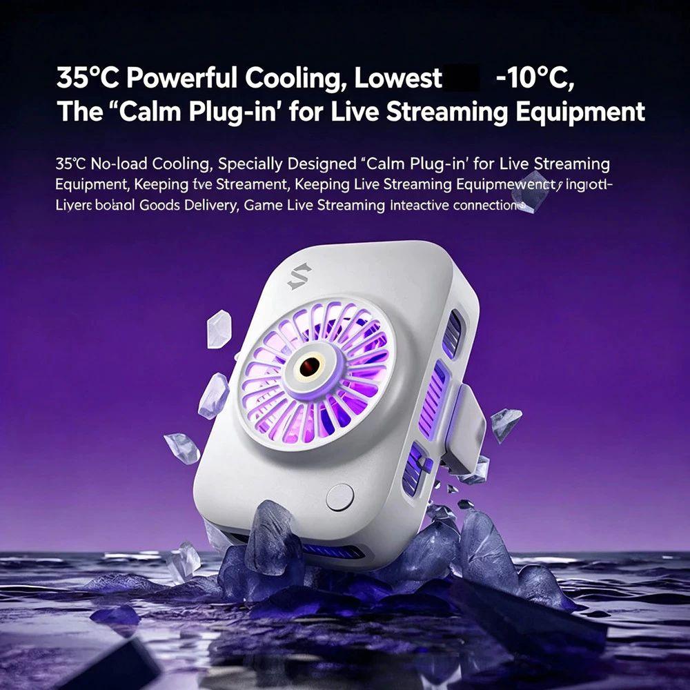 Cubonic Black Shark BR63 25W Live Streaming Phone Cooler with AI Temperature Control, 4700mm² Semiconductor Cooling, RGB Lighting & Universal Tripod Mount