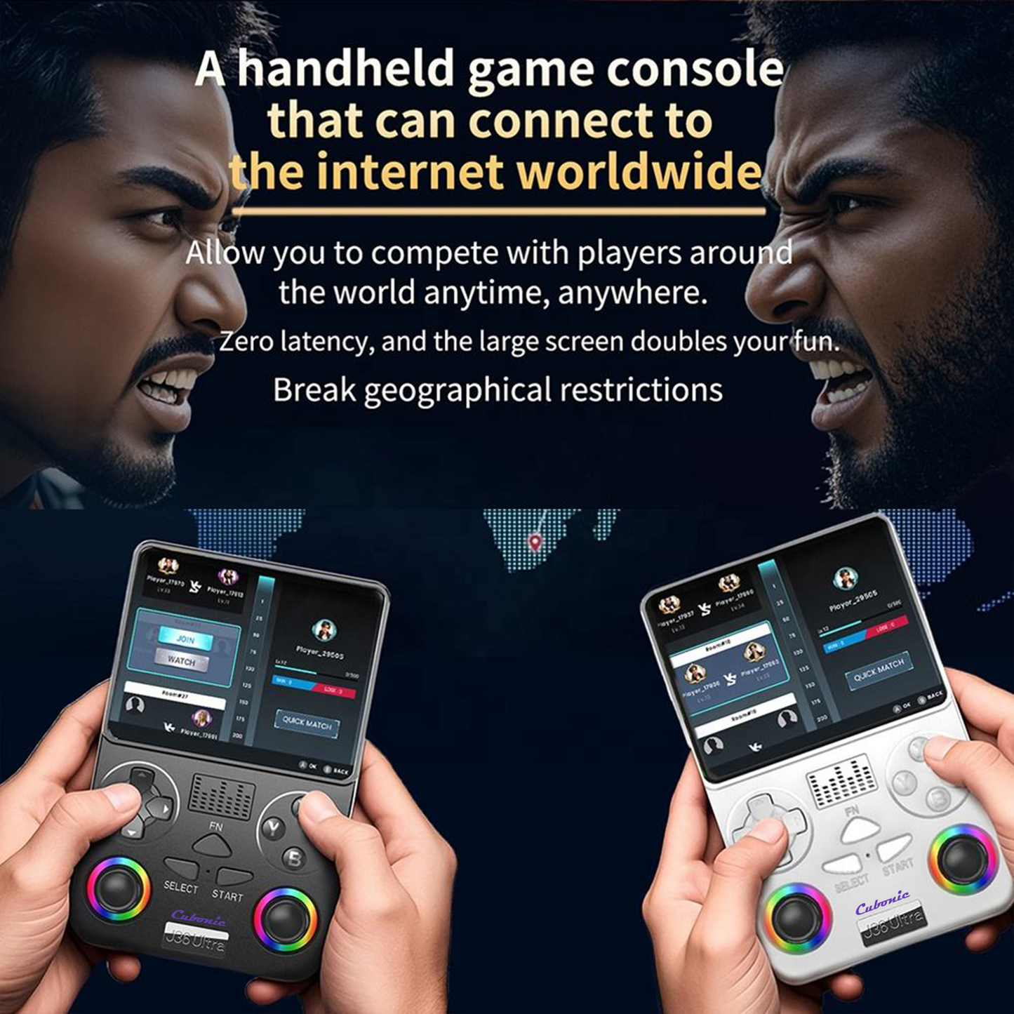 Cubonic Xplore J36 Ultra Handheld Gaming Console YouTube Support 3.5"Display,Dual RGB Joystick 3000mAh Battery, WiFi & Bluetooth,Online Multiplayer