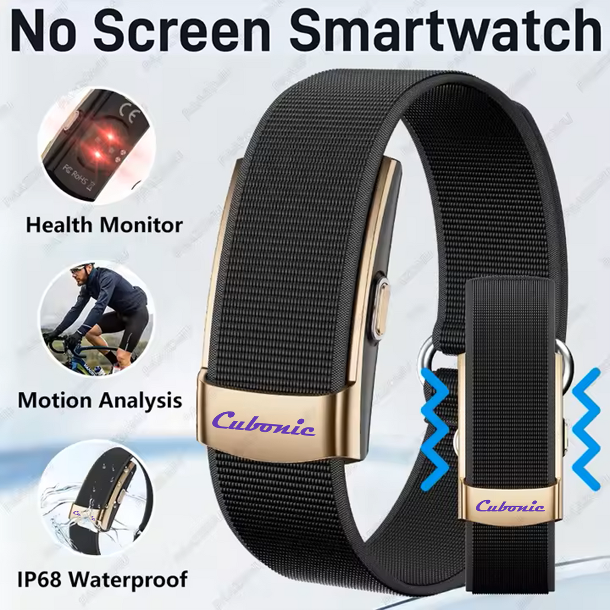Cubonic Vytal Glory- Screenless Smart Fitness Band | 176+ Sports Modes, 1ATM Waterproof, 5-10 Day Battery Backup, Sleep & Monitoring Activity,App Controlled Android & iOS