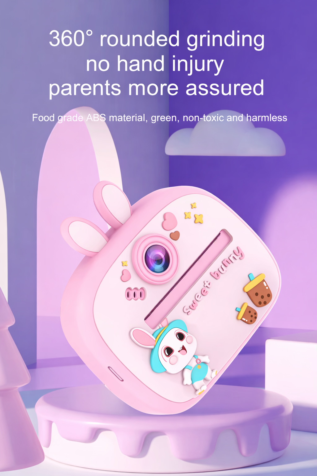 Cubonic Instant PiccoPrint SafeSnap Kids Theme 48MP Digital Camera for Kids with 3 Rolls Print Paper, Portable Toy for Girls & Boys, Perfect Birthday Gift for Toddlers Kids & Children