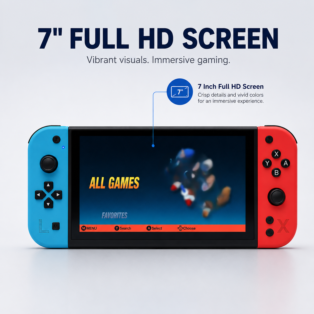Cubonic G90 7 Inch Full HD Screen Handheld Game Console 19000+ Games 64Gb SD Card 4000mah Inbuilt battery Multi-System 20+ Emulators Arcade Gaming Controller