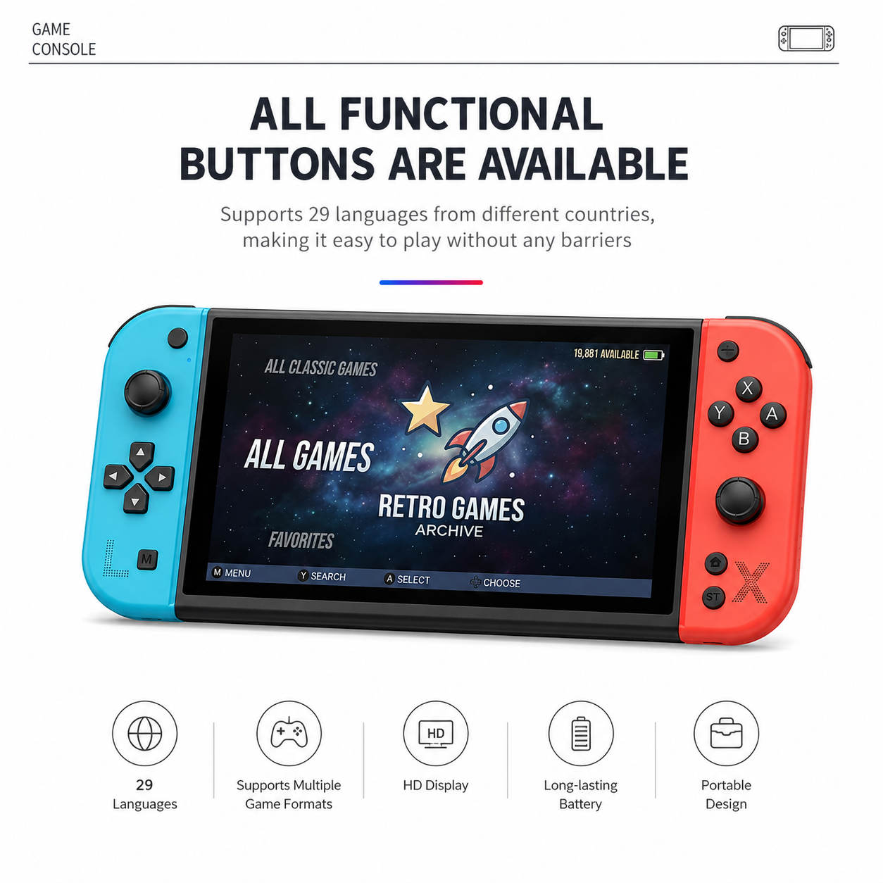 Cubonic G90 7 Inch Full HD Screen Handheld Game Console 19000+ Games 64Gb SD Card 4000mah Inbuilt battery Multi-System 20+ Emulators Arcade Gaming Controller