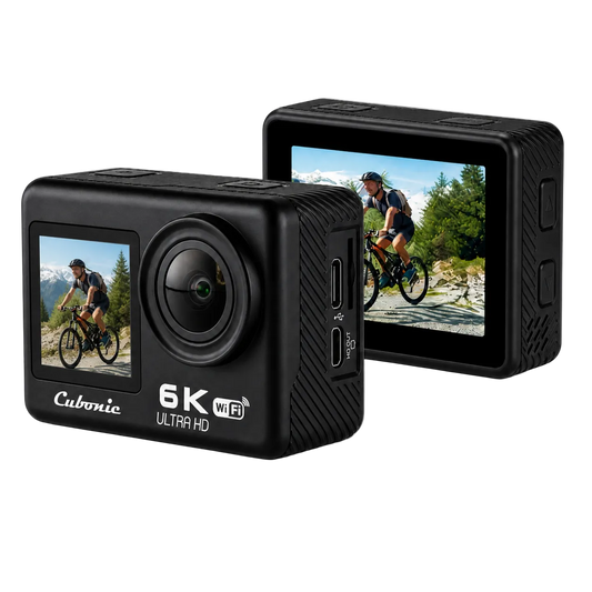 Cubonic 6K Dual Display Sports Waterproof 30m Camera| 50MP Ultra HD Photo |Touchscreen|170° Wide Angle Lens | EIS Stabilization | WiFi Connectivity | Remote | Upto 128GB SD Card Support Vlogging