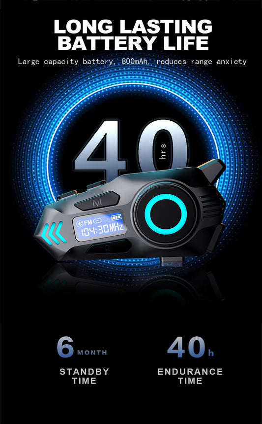 Cubonic RideSync K09 Motorcycle Bluetooth Helmet Headset with 500M Intercom, Bluetooth Calling, Music Sharing, FM Radio, HD Display, ENC Noise Reduction & IPX8 Waterproof