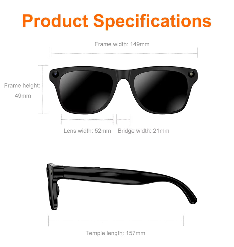 Cubonic Xen 1 Pro AI Smart Glasses with 8MP Camera, 2K Photo, 1080p HD Video, Bluetooth Calling, Stereo Audio, AI Object Recognition & Real-Time Translation