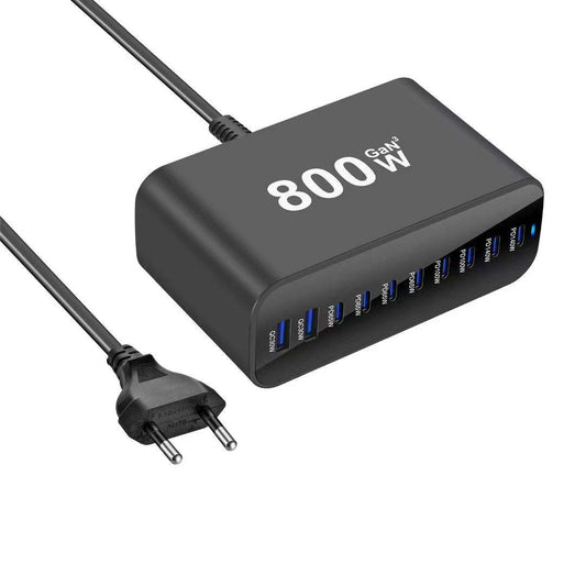 CUBONIC 800W GaN Charging Station, 10-Port Fast Charger with 8 USB-C & 2 USB-A Ports, PD 140W Multiport Charging Hub for Laptops, Smartphones, Tablets & Multiple Devices