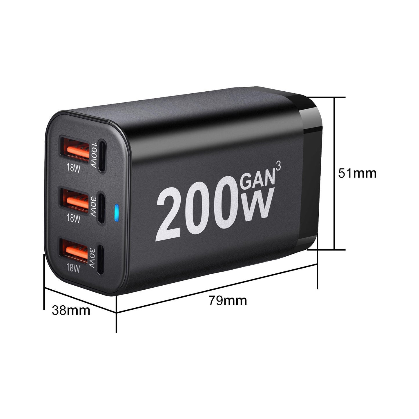 CUBONIC 200W GaN Charging Station, 6-Port Desktop Charger with 3 USB-C & 3 USB-A Ports, Multi Device Charging Hub for Laptops, Smartphones, Tablets, Wearables & USB Powered Electronics
