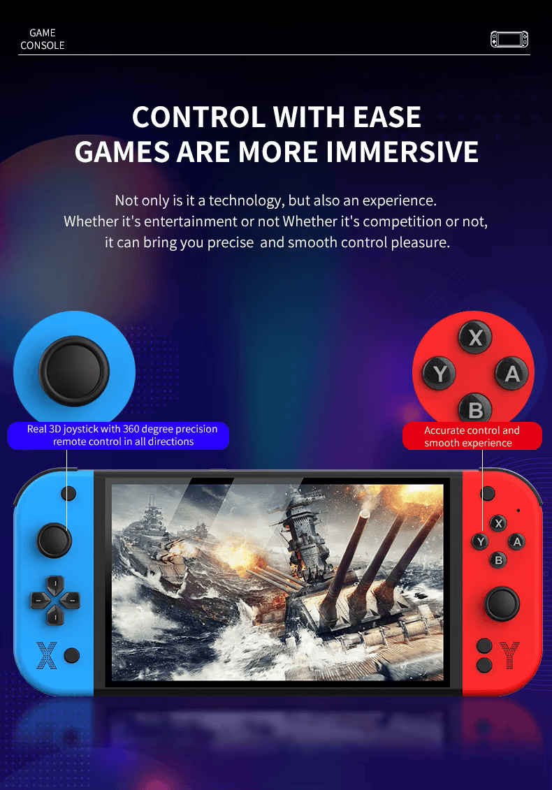Cubonic Latest G90 7 Inch Full HD Screen Handheld Game Console 19000+ Games 64Gb SD Card 4000mah Inbuilt battery Multi-System 20+ Emulators Arcade Gaming Controller