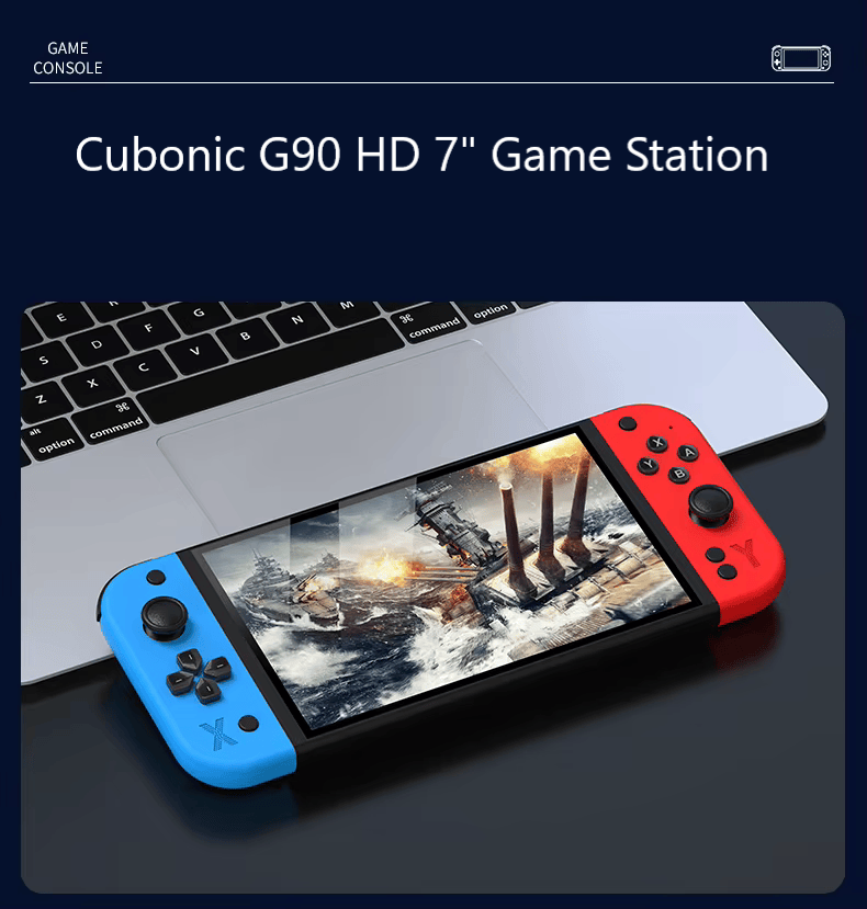 Cubonic Latest G90 7 Inch Full HD Screen Handheld Game Console 19000+ Games 64Gb SD Card 4000mah Inbuilt battery Multi-System 20+ Emulators Arcade Gaming Controller