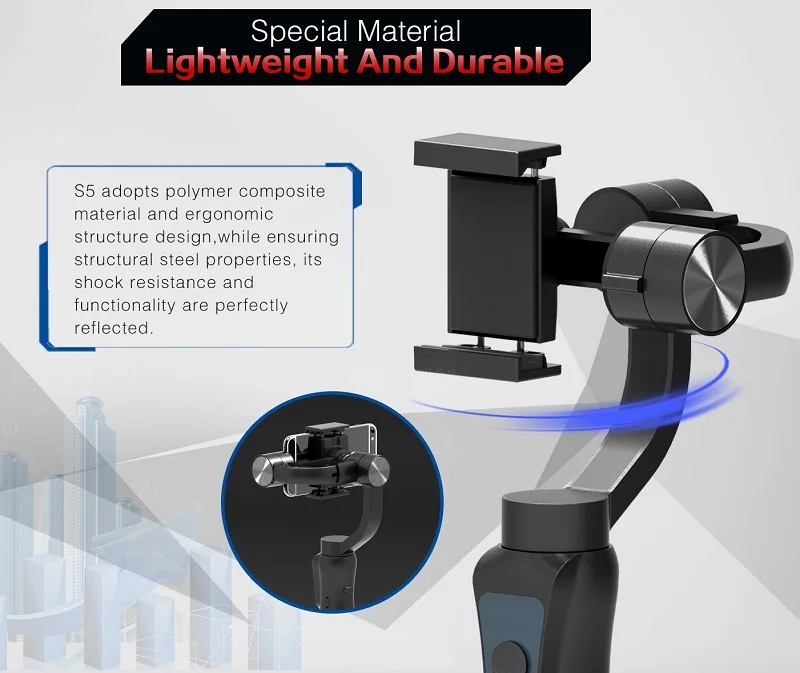 Cubonic SteadyFlow S5 3-Axis Smartphone Gimbal Stabilizer with Face & Object Tracking, Joystick Control, Bluetooth Connectivity for Vlogging, Travel & Video Recording